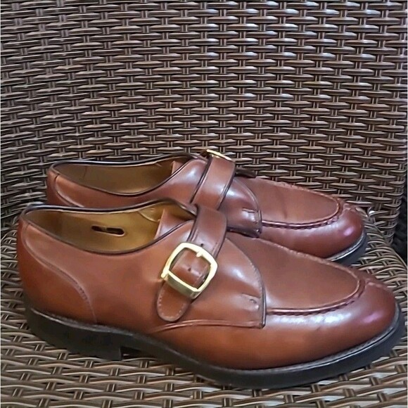 Allen Edmonds Cornell Monk Strap Dress Shoes Mens 9 EEE Cognac Brown Made In USA - Picture 6 of 11